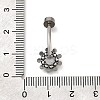 304 Stainless Steel Clear Cubic Zirconia Curved Barbell Belly Button Rings AJEW-D306-03P-01-4