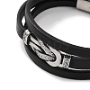 Men's Black PU Leather Cord Multi-Strand Bracelets BJEW-K243-01AS-2
