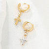 201 Stainless Steel Cross Hoop Earrings LS-XZ9263-3