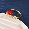 Brass Micro Pave Cubic Zirconia Open Cuff Rings for Women RJEW-U057-26G-01-3