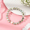 Natural Larimar Rondelle Beaded Stretch Bracelets with Natural Pearl BJEW-JB14432-1