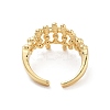 Hollow Tartan Round Brass  Open Cuff Ring for Women RJEW-Z055-05G-03-3