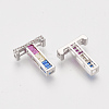 Brass Cubic Zirconia Slide Charms ZIRC-S063-01T-P-2