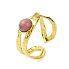 Ion Plating(IP) Round Natural Rhodonite Finger Rings RJEW-H233-01G-04-2