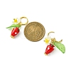 Lampwork Strawberry with Plastic Pearl Flower Dangle Leverback Earring X-EJEW-TA00130-6