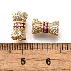 Brass Micro Pave Cubic Zirconia Beads KK-M318-22G-3
