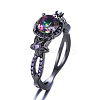 Colorful Rhinestone Flat Round with Flower Finger Rings LS-HAWE-PW0001-245A-1