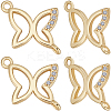 4Pcs Brass Pave Clear Cubic Zirconia Connector Charms KK-BBC0016-60-1