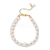 Glass Pearl Round Beaded Multi-strand Bracelets BJEW-JB11918-04-2