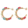 304 Stainless Steel & Bohemian Beaded C-Shaped with Flower Stud Earrings for Women EJEW-R001-03G-01-2