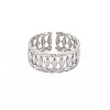 Non-Tarnish 304 Stainless Steel Oval Wrap Open Cuff Ring for Women RJEW-S405-154P-1