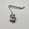 Owl Alloy Pendant Necklaces with Rhinestone for Women Men PZ6923-3-1