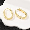 Square with Oval Brass Micro Pave Clear Cubic Zirconia Hoop Earrings EJEW-D348-08G-4