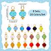 160Pcs 20 Color Glass Charms PALLOY-PH0022-32-2