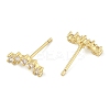 Brass Micro Pave Clear Cubic Zirconia Stud Earrings EJEW-R016-26G-15-4