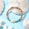 2Pcs Starfish & Tortoise Natural Coconut with Synthetic Turquoise Beads Stretch Bracelets for Men Women BJEW-JB11743-3