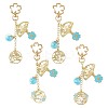 4Pcs Alloy Enamel & Glass Pendant Decorations HJEW-FS00049-1