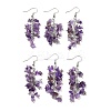 Natural Amethyst Chip Beaded Dangle Earrings EJEW-I264-01P-02-1