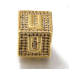 Brass Cubic Zirconia Square European Beads KK-Q818-01U-G-1