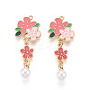 Alloy Enamel and ABS Imitation Pearl Pendants ENAM-T022-49KCG-1
