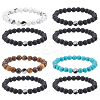 4 Sets 4 Style Natural & Synthetic Mixed Gemstone & Glass Round Beaded Stretch Bracelets Set BJEW-AN0001-50-1