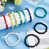 10Pcs 10 Style Natural Lava Rock & Dyed Synthetic Turquoise Cross Beaded Stretch Bracelets Set BJEW-AN0001-76-7