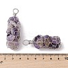 Rack Plating Copper Wire Wrapped Natural Amethyst Chip Big Pendants G-C130-01P-02-3