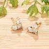 Brass Micro Pave Clear Cubic Zirconia Stud Earrings for Women EJEW-G428-25G-03-1