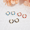 FIBLOOM 3 Pairs 3 Colors Brass Flower Pattern Hoop Earrings EJEW-FI0003-07-4