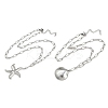 Bohemian Styles 304 Stainless Steel Starfish and Shell Shape Pendant Double Layer Necklaces for Women LS-NJEW-F343-01P-4