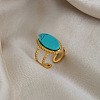 304 Stainless Steel with Synthetic Turquoise Cuff Open Rings ZU0108-4