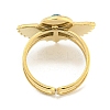 Ion Plating(IP) 304 Stainless Steel Synthetic Turquoise Cuff Rings G-Z056-02G-05-3