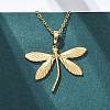 Dragonfly 304 Stainless Steel Pendant Necklaces NJEW-H059-05G-3
