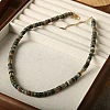 Natural Indian Agate Disc Heishi Beaded Necklaces for Women IG0638-8-1