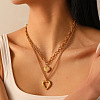2Pcs 304 Stainless Steel Wing Heart Pendant Double Layer Necklaces for Women NJEW-U044-01G-1
