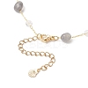 Brass Handmade Natural Labradorite Nuggets Link Chain Alloy Enamel Whale Tail Pendant Anklets for Women AJEW-AN00709-02-4