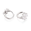 Brass Micro Pave Clear Cubic Zirconia Clover Hoop Earrings EJEW-T048-42P-2