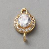Light Gold Plated Brass Pave Cubic Zirconia Connector Charms KK-CJC0001-41KCG-05-1