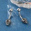 Snake Head 316 Surgical Stainless Steel Cubic Zirconia Belly Button Rings EJEW-G416-16AS-02-3