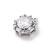 Brass Micro Pave Clear Cubic Zirconia Pendants KK-Z084-09P-03-2