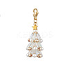 Christmas Tree Glass & Shell Pearl Pendant Decorations HJEW-TA00182-02-1
