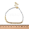 Bohemian Natural Dyed Stone Imitation Aquamarine Faceted Round & Brass Disc Tassel Anklets LS-AJEW-Z046-07G-3
