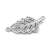 Rack Plating Brass Micro Pave Clear Cubic Zirconia Hollow Leaf Connector Charms KK-A234-055P-2