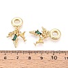 Brass Pave Clear and Green Cubic Zirconia European Dangle Charms KK-T079-86G-3