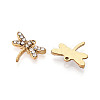 304 Stainless Steel and Crystal Rhinestone Dragonfly Charms STAS-T072-62G-2