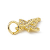 Brass Micro Pave Clear Cubic Zirconia Maple Leaf Charms ZIRC-F132-44G-3