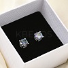 925 Sterling Silver Moissanite Rhinestone Stud Earrings EJEW-U042-04P-3