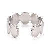 Non-Tarnish 304 Stainless Steel Oval Wrap Open Cuff Ring for Women RJEW-C025-05P-2