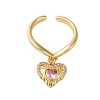 Brass Micro Pave Cubic Zirconia Open Cuff Rings for Women RJEW-U057-22A-G-4