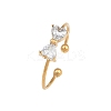 Bowknot 304 Stainless Steel with Clear Cubic Zirconia Cuff Rings for Women RJEW-G362-01G-2